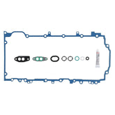Fel-Pro oil pan gasket set front packaging showing product and part number, clear identification benefit