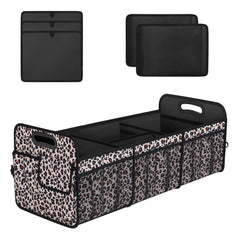 Femuar front view leopard print organizer showing roomy 90L capacity benefit