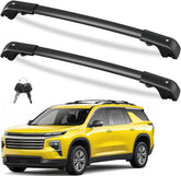 FengYu front view crossbars installed on Chevy Traverse showing secure fit and clean look