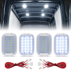 FetonAuto front view of four LED cargo lights showing complete kit and benefits
