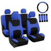 FH Group front seat cover in blue showing neat fit and protection