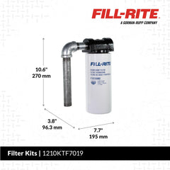 Fill-Rite filter head with included elbow and nipples laid out for quick plumbing benefit