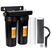 Filterelated front view of dual filter system showing compact design and benefits