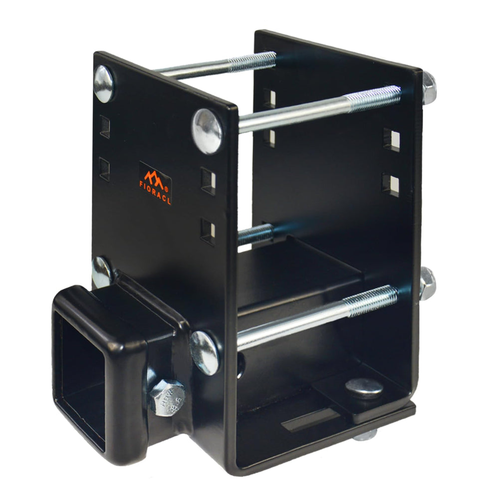 Fioracl front view of full hitch receiver showing versatile 2" opening and secure fit benefits
