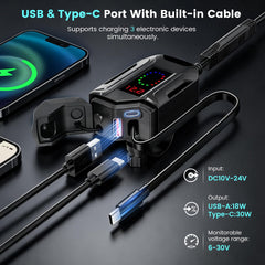 FISHOAKY retractable Type-C cable deployed for instant phone charging on the go