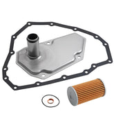 Fitede front view of transmission filter kit showing parts and benefits