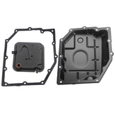 Fitede front view oil pan showing mounting flange and benefit of reliable sealing