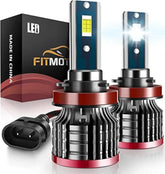 FITMOTORS front view of both H11 bulbs showing bright design and easy install benefit