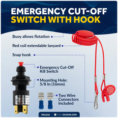 Five Oceans red coil lanyard stretched to demonstrate reach and tangle resistance