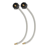 Flame King front view of 18-inch pigtail two-pack showing connectors and braided hose, durable solution