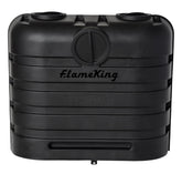 Flame King front view showing dual 30lb cover protecting tanks, improving durability