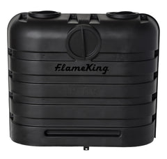 Flame King front view showing dual 30lb cover protecting tanks, improving durability