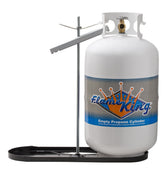 Flame King front view of dual rack showing stable two-tank placement