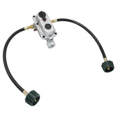 Flame King regulator front view showing compact design and ports