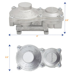 Flame King regulator side profile highlighting connection points for easy installation benefit