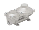 Flame King front view of vertical regulator showing secure fittings and benefit of steady gas flow