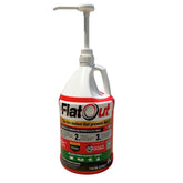 FlatOut 1 gallon container front label showing product and benefits