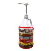 FlatOut gallon container front label showing product identity and benefit