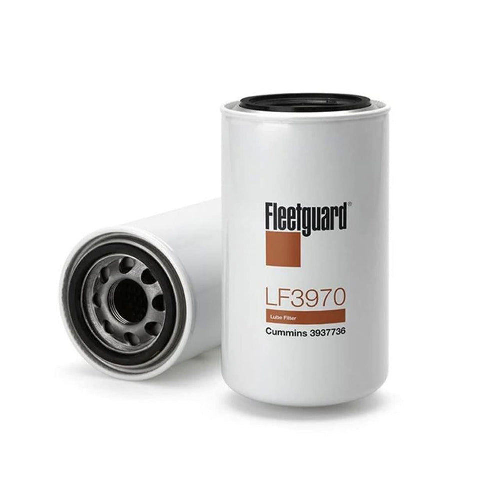 Fleetguard LF3970 front view showing label and benefits for reliable filtration
