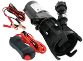 Flojet pump front view showing compact design and easy connections benefit portability