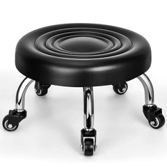 FLOLXNB front view of low rolling stool showing compact mobility and balance
