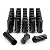 FLYCLE front packaging showing 32 black lug nuts and included socket key for quick identification