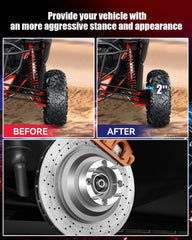 FLYCLE spacer installed on a Polaris wheel hub, demonstrates increased tire clearance and stance