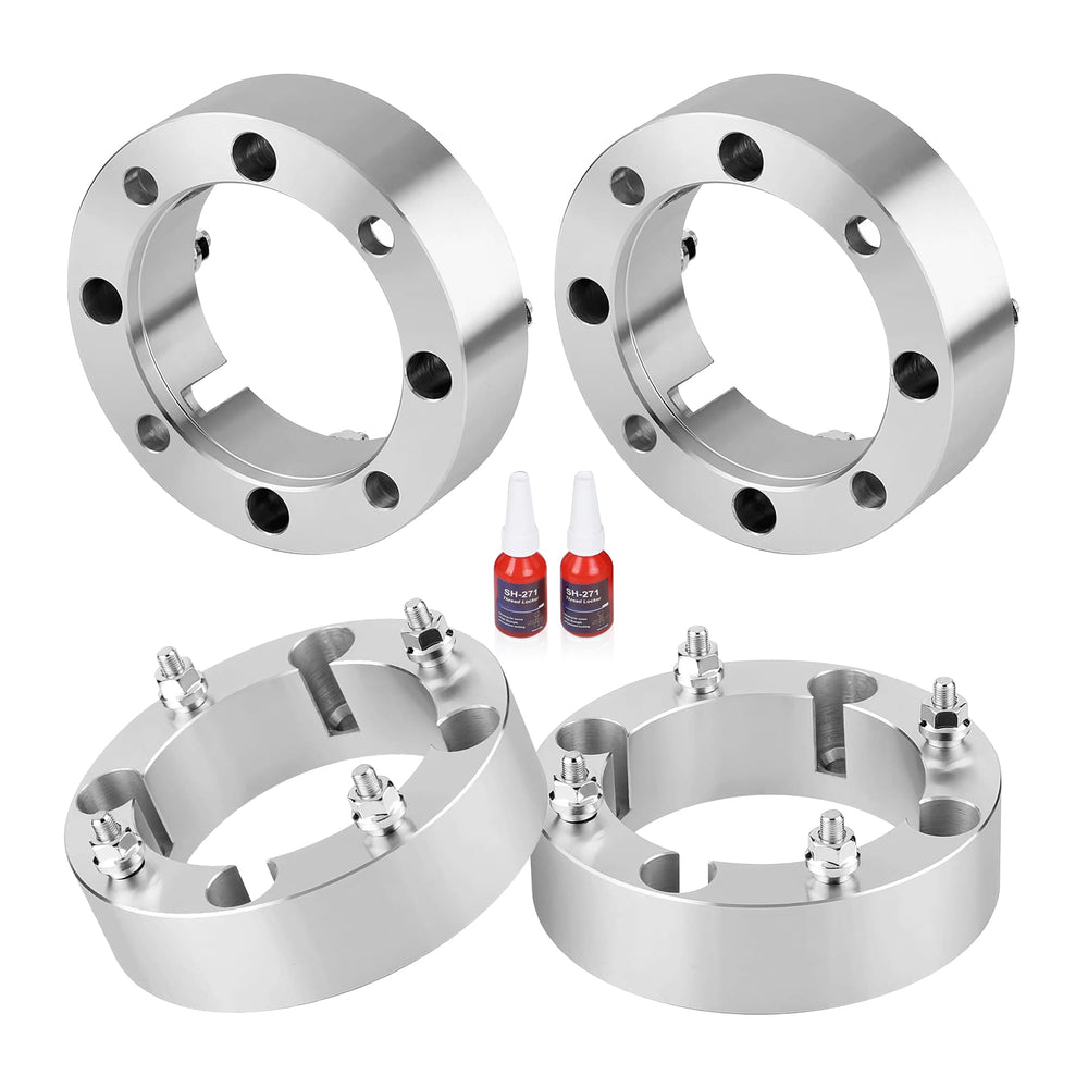 FLYCLE front view of 2-inch wheel spacer showing bolt pattern and finish, improves fitment