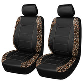 Flying Banner front seat cover full view showing leopard brown black design and protection