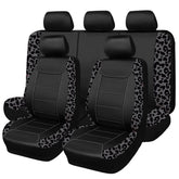 Flying Banner front seat covers leopard gray black showing full protection and stylish look
