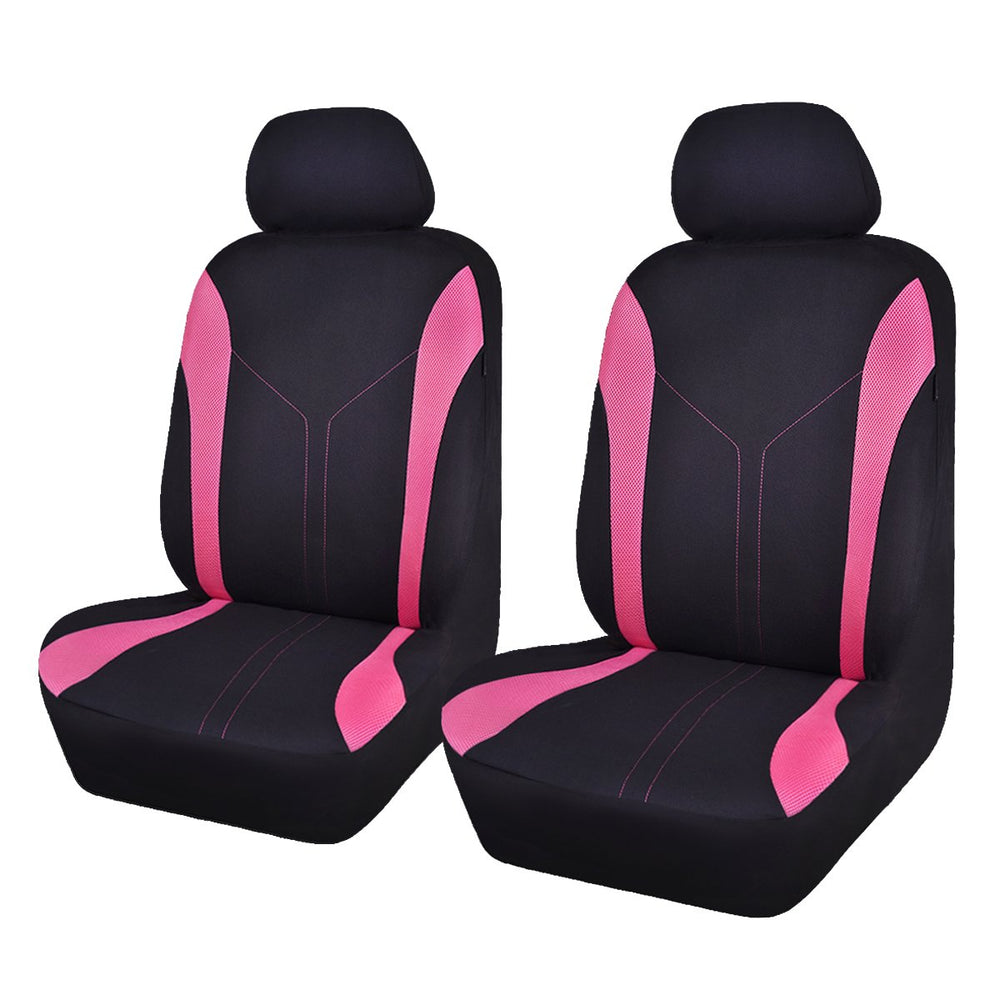 Flying Banner front view showing black pink cover protecting seat for style