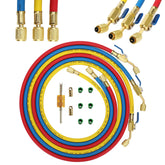 Foinwer front view of 3-piece hose set showing kit and colors, improves job organization