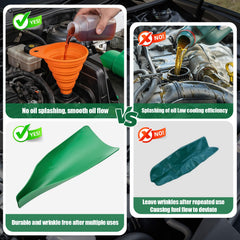 Foivieide small flexible funnel bent into a tight engine space to prevent spills