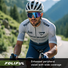 Foliful lens close-up revealing polarized coating for clearer vision