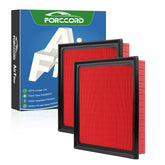 Forccord front view of 2-pack filters showing packaging and fit guidance, clear compatibility benefit