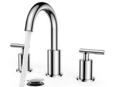 FORIOUS front view of faucet showing two handles and gooseneck benefits easy control