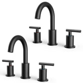 FORIOUS front view showing matte black faucet pair and modern silhouette