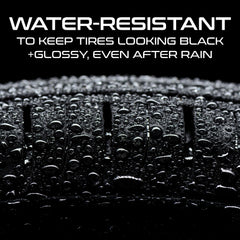 Formula 1 before and after tire sidewall showing restored black gloss