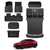 Foronetry front floor mats fitted in Model Y Juniper showing precise coverage and protection