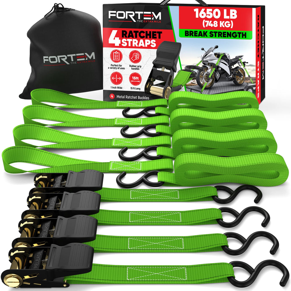 FORTEM front pack showing four ratchet strap components and pouch for organized storage