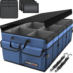 FORTEM trunk organizer front packaging showing product and features for tidy storage