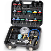 FOUR UNCLES front view of full kit open showing pump and adapters for quick diagnostics