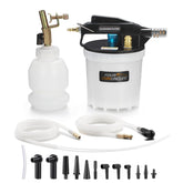FOUR UNCLES kit front view showing 2L reservoir and accessories for easy bleeding