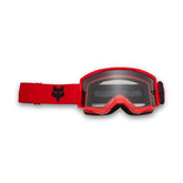 Fox Racing front view of fluorescent red goggles showing wide viewport benefit