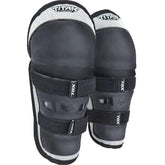 Fox Racing knee/shin pads front view showing full coverage and secure fit