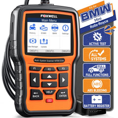 FOXWELL NT510 Elite front view showing buttons and rugged case, clear diagnostics at a glance
