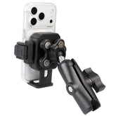 FPN front view phone holder showing clamp and open-frame benefit