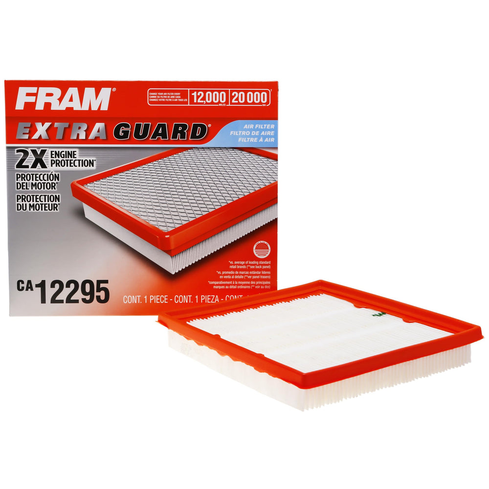 FRAM CA12295 front packaging showing product and benefits
