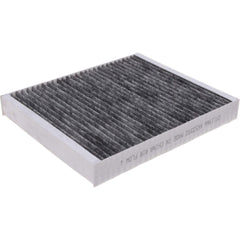 FRAM filter media close-up showing fiber texture and capture