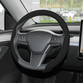 frani steering wheel cover front view shows sleek black finish and luxury upgrade